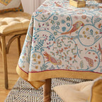 patdrea Designer French Tablecloth for Rectangle Table,Floral Birds Pattern Linen Table Cloth,Fall Yellow Decorative Cover for Kitchen Dining Banquet,Christmas,Thanksgiving,55"x87"-Magnolia