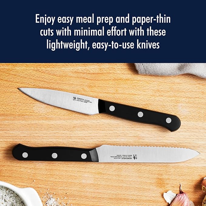 HENCKELS Solution Razor-Sharp 7-pc Knife Set, Chef Knife, Bread Knife,German Engineered Informed by 100+ Years of Mastery, Brown