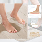 Yimobra Memory Foam Bath Mat, Super Soft Absorbent Bathroom Rug Non Slip 24x17 Inch, Quick Dry, Machine Washable Floor Carpet for Tub Shower, Home Decor Accessories, Beige
