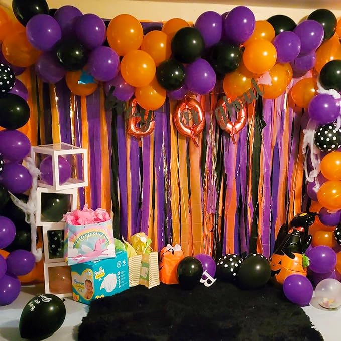 PartyWoo Purple Crepe Paper Streamers 4pcs 328ft Pack of Dark Purple Crepe Paper Streamers for Birthday Gender Reveal Baby Shower Bachelorette Graduation Princess Butterfly Theme Party Decorations