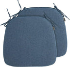 Outdoor Chair Cushions Set of 2,Patio Seat Cushion 17"x16"x2",U-Shaped Dining Chair Cushion 17 by 16 Inch,Water Resistant,Fade-Resistant Chair Pads for Kitchen Garden Furniture(Denim Blue)