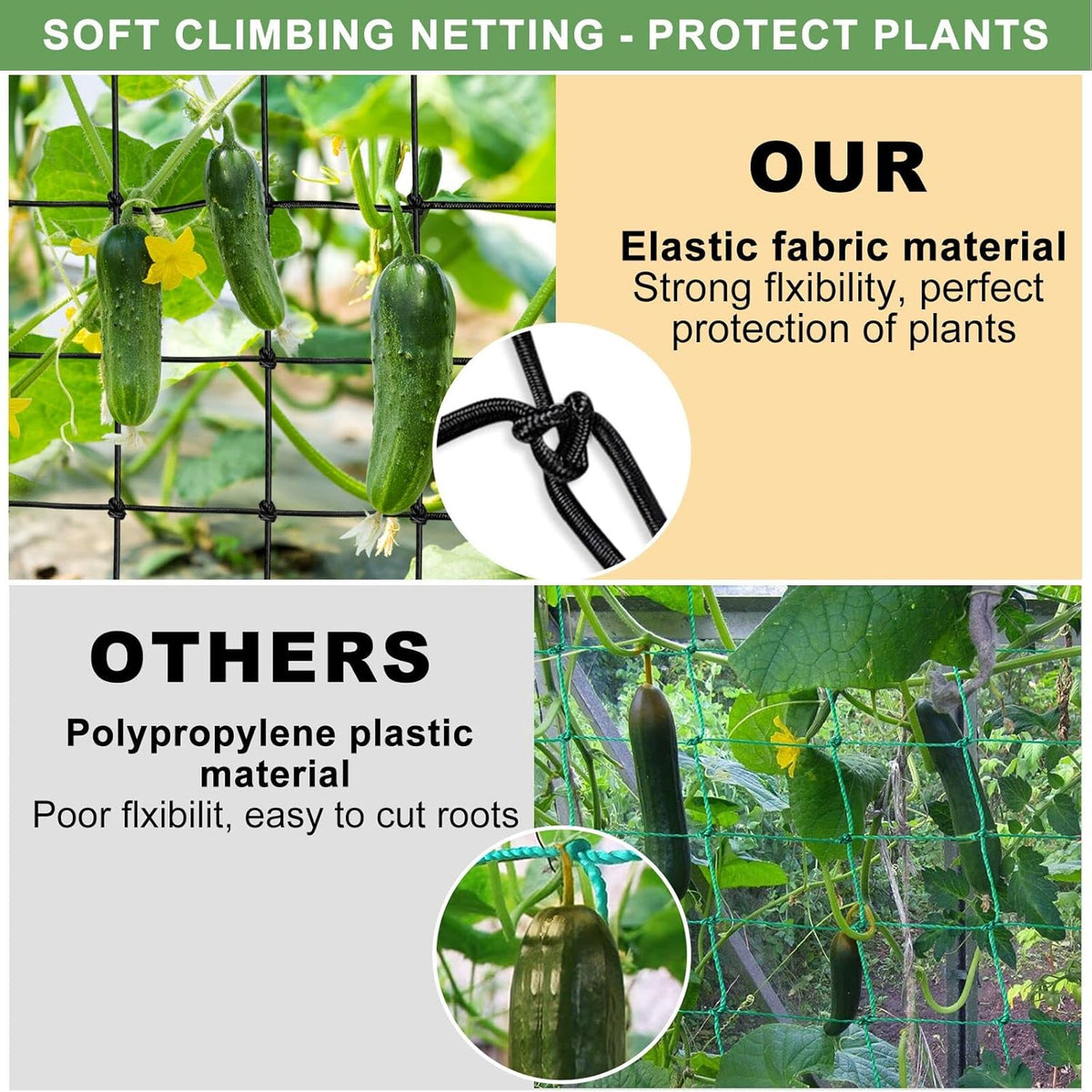 2 Pack 4x4 Trellis Netting for 4x4/8x4 Grow Tent, Heavy Duty Elastic Scrog Net with Hooks for Indoor Plant Growing Tents, Flexible Trellis Net Support for Hydroponics,Outdoor Climbing Plant