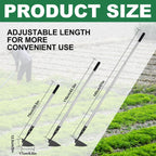 Warren Hoe, Carbon Steel Triangle Garden Hoe with Stainless Steel 57" Adjustable Long Handle, Heavy Duty Gardening Hand Tools Hoe for Ridging Weeding Digging Loosening Edging Soil, balck