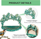 Sungmor Cast Iron Wall Mounted Bird Feeder, Cute Bird Decor Small Water Bath, Wall Hanging Fence Mount Bird Bath Feeder, Beautiful Green Birdfeeder for Garden Backyard Patio Wall Decoration