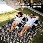 OLANLY Outdoor Rug 5x8 ft Waterproof, Outdoor Plastic Straw Rug with Geometric Pattern Clearance, Reversible RV Mat for Patio, Camping, Balcony, Deck, Backyard, Black & Beige