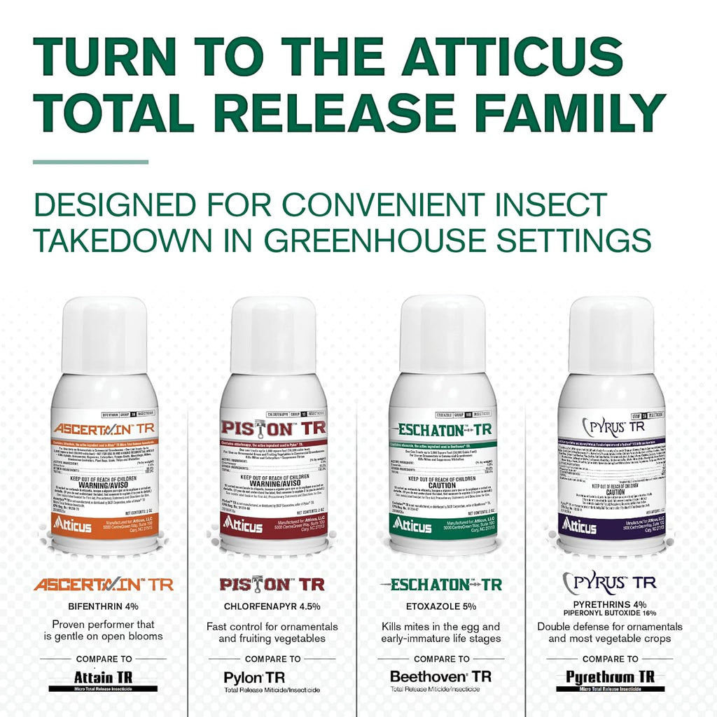 Atticus Eschaton TR Greenhouse Fogger (2oz Can) - Total Release Etoxazole Insecticide/Miticide - Kills Mites and Suppresses Whiteflies (12 Pack)