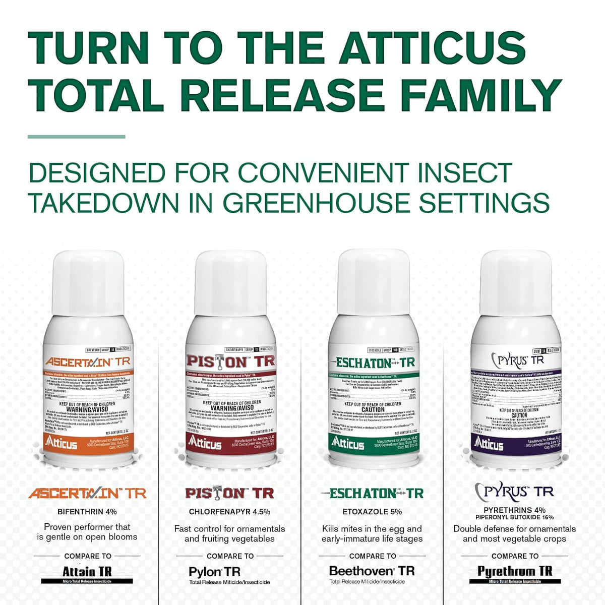 Atticus Eschaton TR Greenhouse Fogger (2oz Can) - (Compare to Beethoven) - Total Release Etoxazole Insecticide/Miticide - Kills Mites and Suppresses Whiteflies