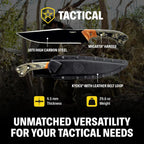Condor Tool & Knife Atrox Knife | Hunting Knife with Kydex with Leather Belt Loop Sheath | High Carbon Steel Survival Knife with a Micarta Handle | Fixed Blade Tactical Knife | 10.9 in Blade | 29.6oz