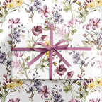 RUSPEPA Floral Wrapping Paper Roll Women Girls, Mini Roll, Watercolor Wild Flower with Delicate Leaf Gift Wrap Paper for Wedding, Birthday, Mother's Day, Spring, Bridal Shower, 17 Inch X 16.4 Feet