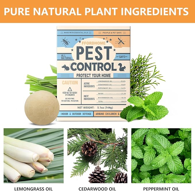 Pest Repellent Balls - Repel Rodent with Peppermint, High-Strength Mice, Mouse, and Rat Repellent - Effectively Deters Spiders, Roaches, Ants, Moths & Pests - 10-Balls