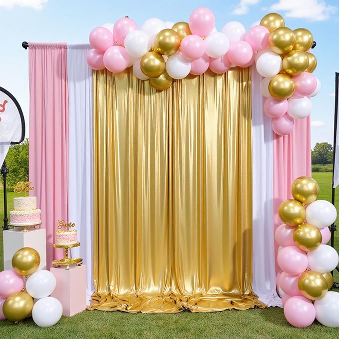40ftx10ft Gold Sequin Backdrop Curtain Panels for Parties, Wrinkle Free Glitter Photo Backdrop Drapes 8 Panels 5x10FT Back Drop Cloth Shiny Fabric for Wedding Birthday Christmas Photography Background