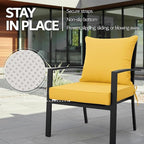 22x22 Inch Patio Chair Cushions Set of 4, Outdoor Furniture Cushions - Removable Cover, Water-Repellent, Fade-Resistant, Non-Slip Bottom & Straps, Replacement for Lawn, Porch & Deck Chair - Yellow