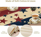 Memorial Day Table Runner, 4th of July American Patriotic Independence Day Stars Stripes Print Table Runne for Summer Holiday USA Home Decoration Party,13x36inch