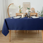 Biscaynebay Textured Fabric Tablecloths 70x120 Inches Rectangular, Navy Water Resistant Tablecloths for Dining, Kitchen, Wedding and Parties etc. Machine Washable