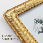 Cuspin 4x6 Gold Picture Frame, Ornate Decorative Rattan Resin Photo Frame, Gold Frames Braided Design for Tabletop Display or Wall Hanging, Elegant Home Decor