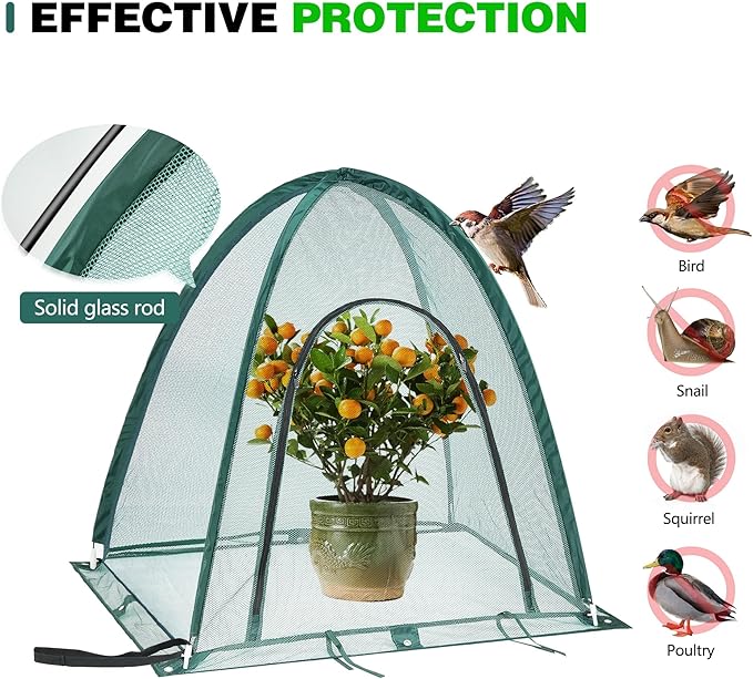 Premium Mini Garden Mesh Netting Pop Up Greenhouse Plant Covers and Animal-Proof Plant Protectors - Ideal for Summer Gardening