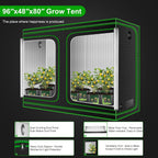 MELONFARM 4x8 Grow Tent, 96"x48"x80" High Reflective 600D Diamond Mylar Canvas with Observation Window and Floor Tray for Hydroponic Indoor Plant Growing