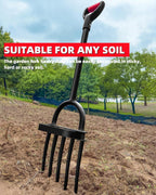 Garden Fork, Pitchforks for Digging Composting Spading, Long Hand Tiller & Cultivator - 5 Tine, 45 inches