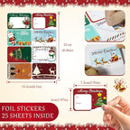 200PCS Christmas Gift Tag Stickers, Xmas Self Adhesive Name Tags Labels, Christmas Stickers for Cards Crafts Gift (1.97 x 2.95 in, 8 Styles)