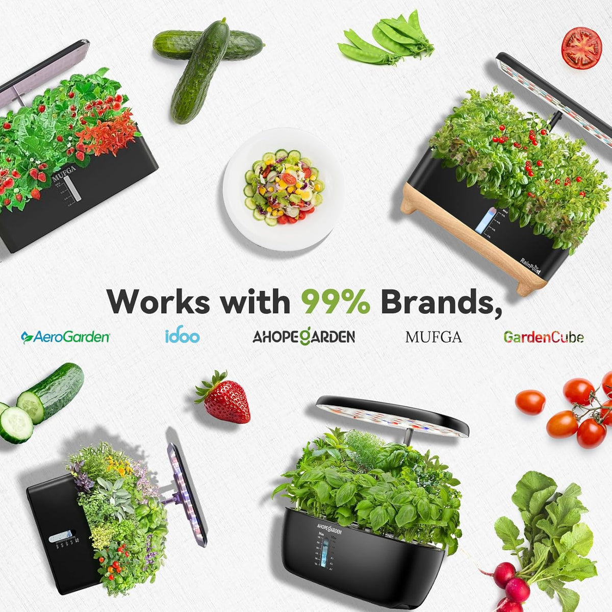 inbloom Fruit Seed Pod Kit for AeroGarden, Ahopegarden, GARDENCUBE, MUFGA, iDoo Hydroponics Growing System, 12-Pods (350+ Seeds Include Strawberry, Tomato, Cucumber, Pea, Ruby Queen Beet)