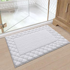 LUMI Bathroom Rugs, Ultra Soft Absorbent Bath Mat for Shower, Non Slip Washable Bath Rugs with Rubber Backing, Microfiber Plush Quick Dry Floor Mat for Bathtub, Floor, White, 17x30