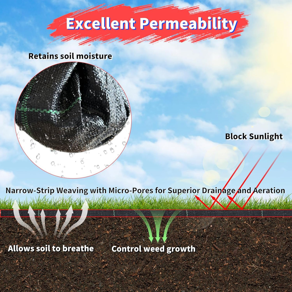 3ft x 300ft Landscape Fabric -Heavy Duty Weed Barrier Fabric for Landscaping, Weed Blocker Cloth,Geotextile Fabric for Garden, Driveway & Ground Cover, Garden Weed Mats,Grid Design
