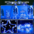 2 Pack 16Ft 50 LED Blue Fairy Lights Mini String Lights Waterproof for Mason Jars Halloween Christmas Parties Wedding Table Centerpieces Decoration