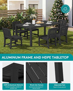 SERWALL Outdoor Dining Chairs Set of 2, All-Weather HDPE Patio Armless Chairs, Black