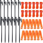 Sintuff 36 Pcs Heavy Duty Tree Stake Kits Stake and Support for Young Leaning Tree Anchor Straightening Kit, 15.8'' Support Straps, 11.8'' Steel Stakes, 13.12ft Rope(Orange, Black)