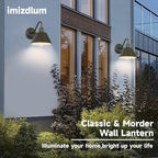 2-Pack Gooseneck Outdoor Light Fixtures, Dark Olive Outdoor Wall Sconces, Farmhouse Barn Light for Porch, Matte Iron Wall Light, Waterproof & Anti-Rust, Garage, Patio, Garden