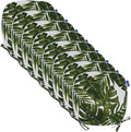SleepMan Outdoor 17"x16" Chair Cushions with Ties Set of 8, Water Resistant All Weather U-Shape Seat Pads for Patio Garden Furniture Indoor Fade Resistant Patio Cushions (Green Leaf)