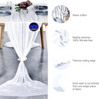 MDS 2 Pack 14ft Chiffon Table Runner 29 x 170 Inches Sheer Wedding Runner Romantic Rustic Table Runner for Wedding Decorations, Birthday Parties, Bridal Shower Party Arch Decor - White
