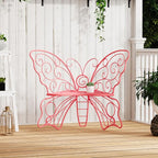 36 Inch Outdoor Bench, Cute Garden Bench with Metal Frame, Weatherproof Butterfly Front Porch Benches for Lawn, Garden, Yard, Balcony, Pink