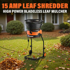 MAXLANDER Electric Leaf Mulcher/Shredder, 15 Amp 8400 RPM, 18:1 Ratio, Adjustable Dial, with Goggles, Leaf Scoops/Gloves, 20 Cutting Lines-Portable Garden/Yard Grinder & Chipper for Wet/Dry Leaves