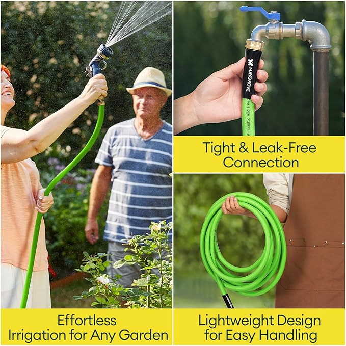 Maygrove 100 ft Garden Hose, 5/8 in ID, Heavy-Duty, Leakproof, Kink-Resistant Water Hose with Swivel Brass Fittings, 600 PSI Burst Rating, Ideal for Car Wash & Lawn Watering