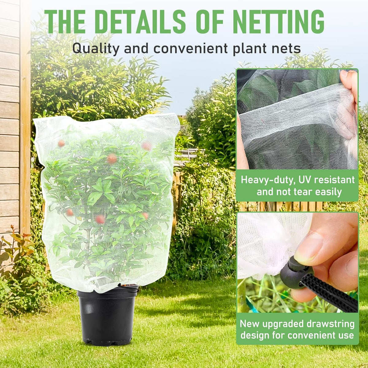 Fruit Tree Netting, Blueberry Bush Netting Cover for Garden Protection, 2Pcs 4x4.9 FT Garden Plant Netting Pest Barrier for Raised Beds, Bug Mesh Net from Cicadas, Bird for Strawberry, Tomato