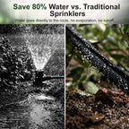 Apgooface Flat Soaker Hose 25 ft 4-Pack with Splitter, 80% Water-Saving Drip Irrigation Hose 100 ft, Linkable DIY Garden Soaker Hose System for Garden Beds, Lawn, Vegetables & Trees (25ft 4-pack)