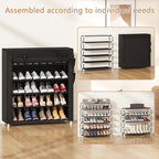 Laiensia 5-Tier Vertical Shoe Rack Organizer, Space Saving Shoe Storage Organizer, Non-Woven Cover Shoe Shelf Holds 20-25 Pairs for Bedroom, Hallway, Closet Entryway, Black