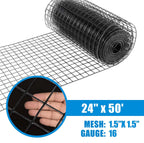 Fencer Wire 16 Gauge Hardware Cloth, Black Vinyl Coated Welded Wire Mesh, Chicken Coop Wire Fence, 1.5 inch x 1.5 inch Grid (2 ft. x 50 ft.)