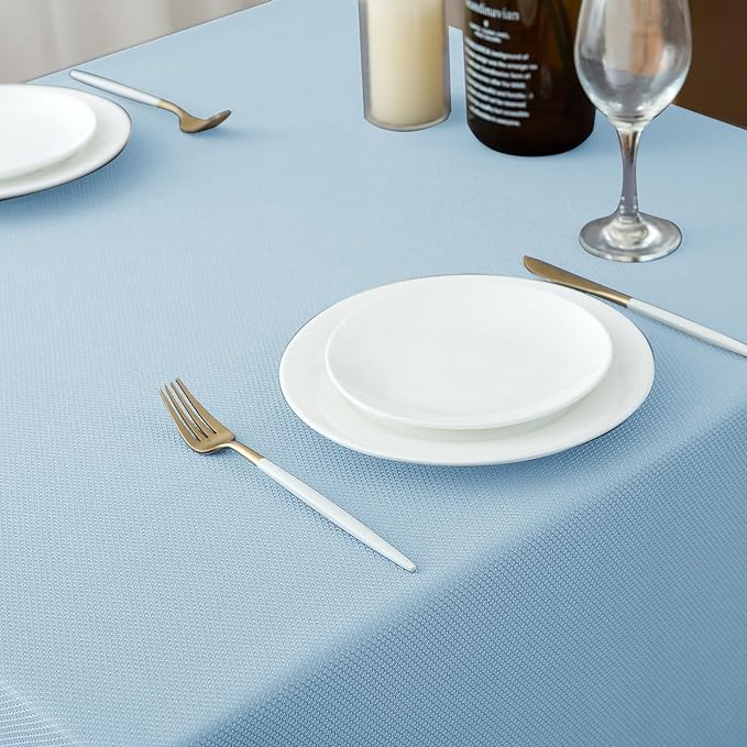 Biscaynebay Fabric Square Tablecloths 54x54 Inches, Light Blue Water Resistant Spill Proof Table Cloth Small Card Folding Table Covers Linen for Dining, Kitchen, Wedding and Parties, Machine Washable