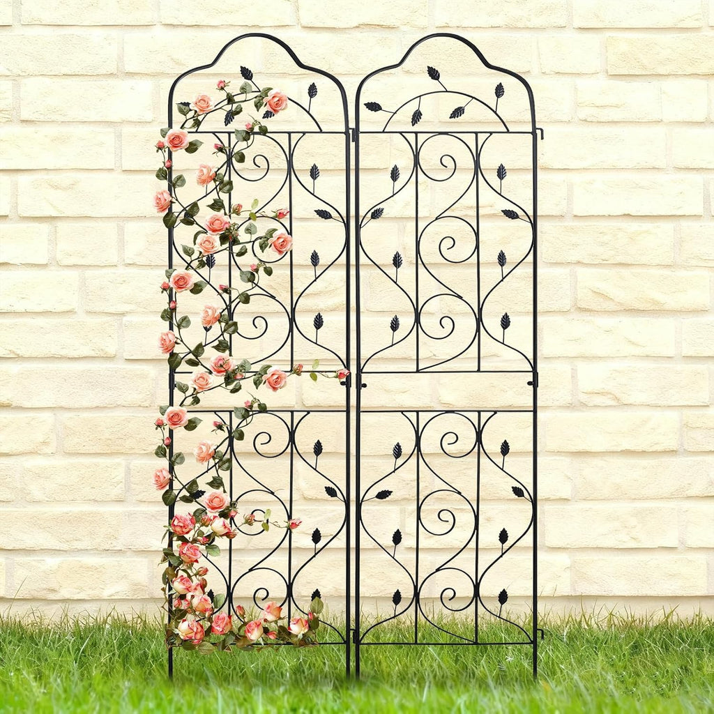 hogardeck 4 Packs 72 * 18 inch Metal Garden Trellis for Climbing Plants Outdoor,Heavy Duty,Black Coating Rustproof Trellis for Rose, Vegetable, Flowers, Expandable,Perfect for Training Climbing Plants