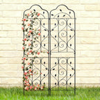 hogardeck 4 Packs 72 * 18 inch Metal Garden Trellis for Climbing Plants Outdoor,Heavy Duty,Black Coating Rustproof Trellis for Rose, Vegetable, Flowers, Expandable,Perfect for Training Climbing Plants