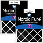Nordic Pure 16x25x1 (Actual Size: 15 1/2 x 24 1/2 x 3/4) Pure Carbon Pleated Odor Reduction Furnace Air Filters 2 Pack