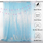 ShinyBeauty Sparkle Sequin Backdrop 4FTx7FT - Iridescent Aqua Mermaid Fabric for Wedding Birthday TikTok Studio, Baby Shower Photography Background