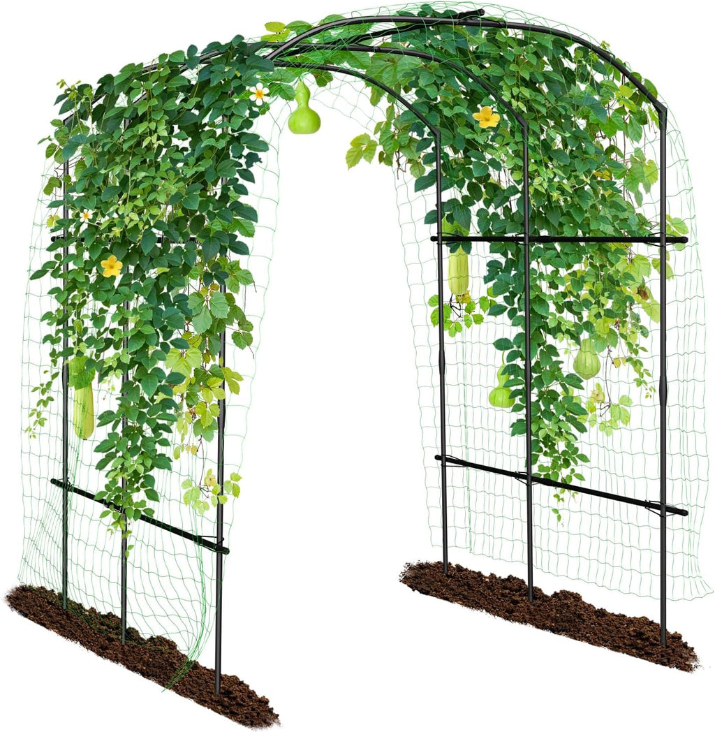 SUNYRISY Garden Arch Trellis, Metal Core Trellis for Climbing Plants Outdoor, 87" x 71" x 75" Tall Archway Tunnel Plant Support for Vine Cucumber Tomato Grape Vegetables Climbing Plants