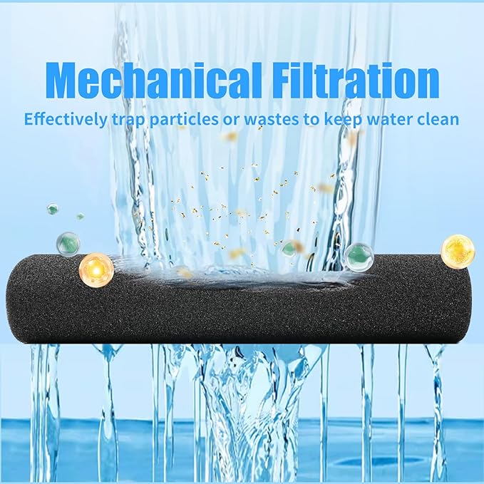 AQUANEAT 2 Pack Aquarium Bio Sponge Filter Media Pad Cut-to-Size Open Cell Foam Sheet for Fish Tank Sump (9" x 9" x 0.5") Black