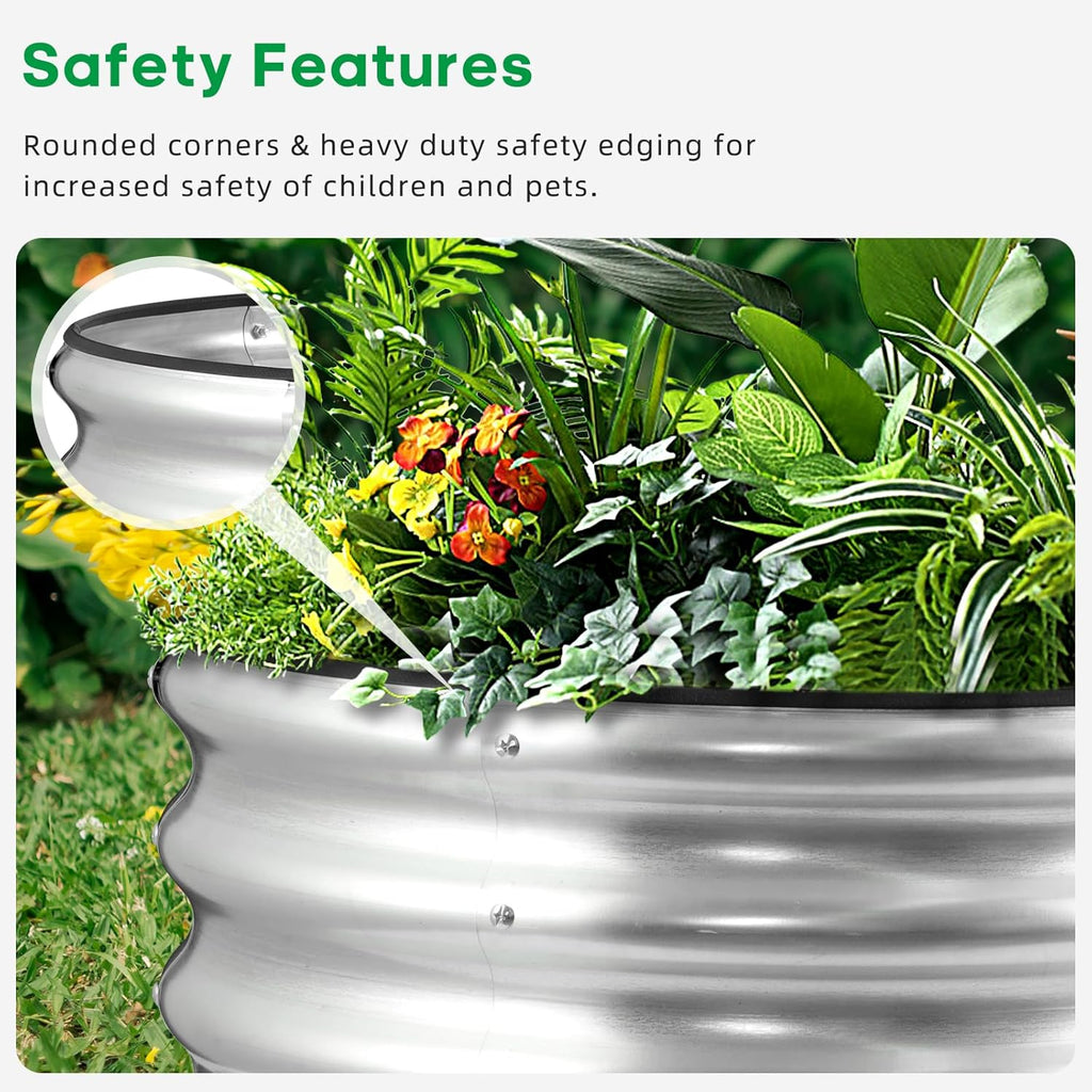 JERIA Raised Garden Bed,Galvanized Raised 2×2×1ft Planter Boxes Outdoor with Easy Assembly, Round Garden Bed for Vegetables, Fruits, Flowers