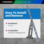 Sandbaggy 12" X Flat Ties for Concrete Forms - 11 Gauge Steel - Wall Ties Compatible with Standard Wedge Bolts - Space and Secure Modular Concrete Forms (12 inch Walls, 2500, Count)