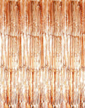 GOER 3.2 ft x 8.2 ft Metallic Tinsel Foil Fringe Curtains Party Photo Backdrop Party Streamers for Birthday,Graduation,New Year Eve Decor (5 Packs,Champagne Gold)