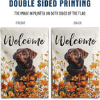 Floral Chocolate Lab Garden Flag Fall Yard Flag Wildflower Labrador Dog Garden Flags Orange Autumn Lawn Flags Welcome Thanksgiving Outdoor Flags for Outside 12x18 Double Sided Small